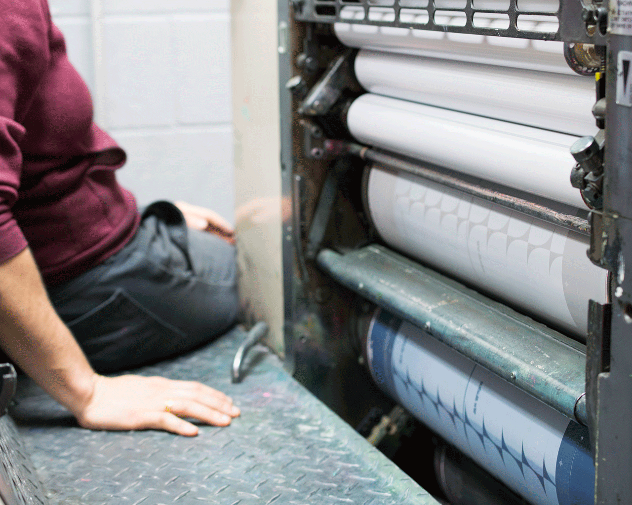 Scout Books White Ink in production