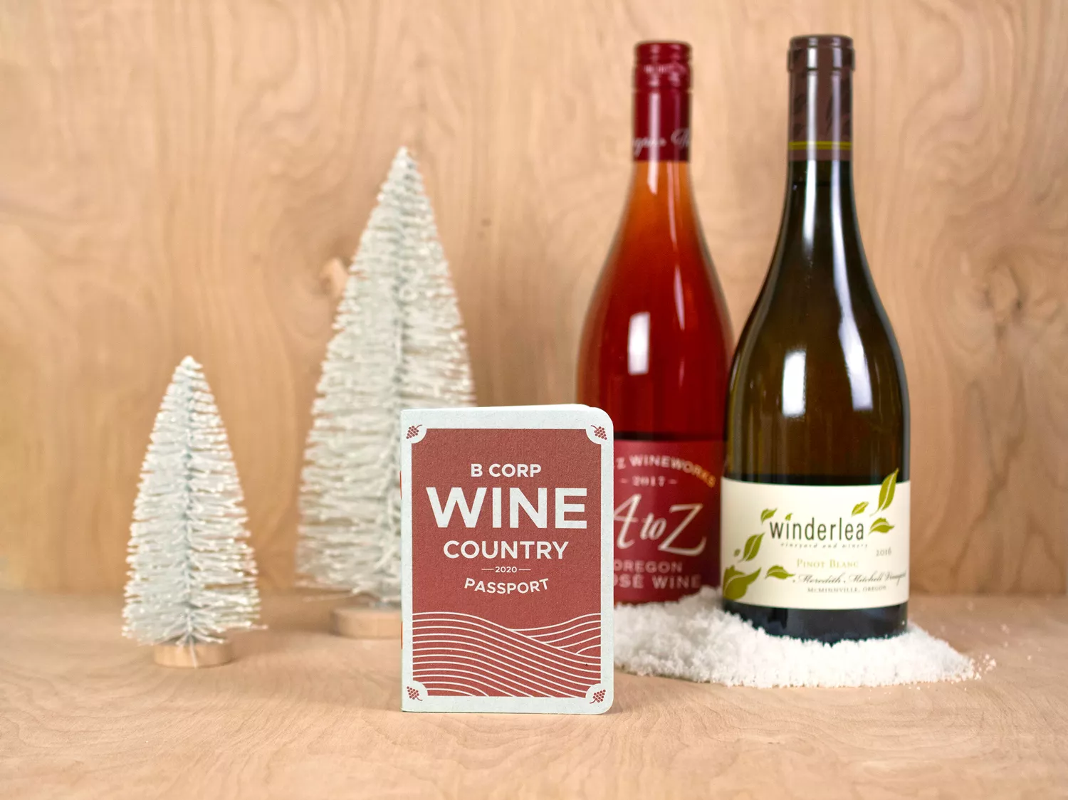 notebook with wine bottles